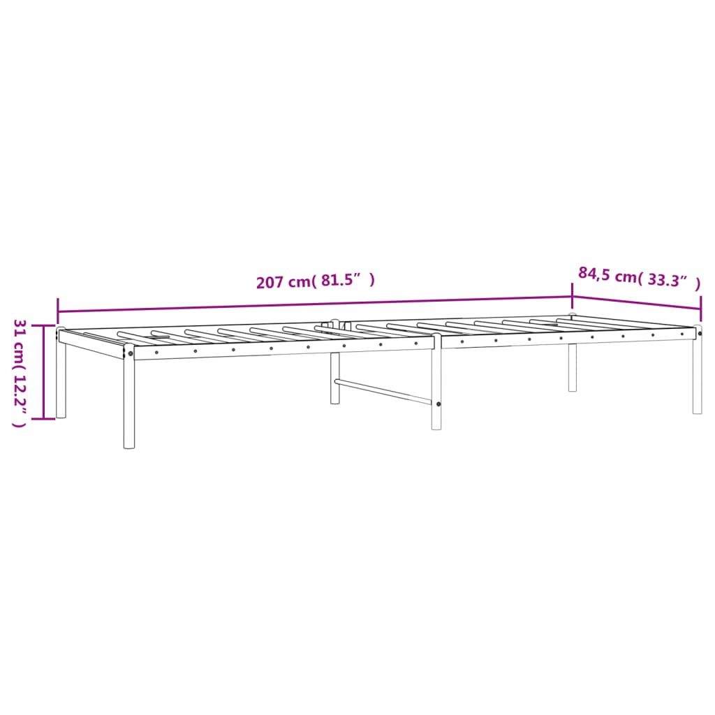 Bedframe metaal wit 80x200 cm