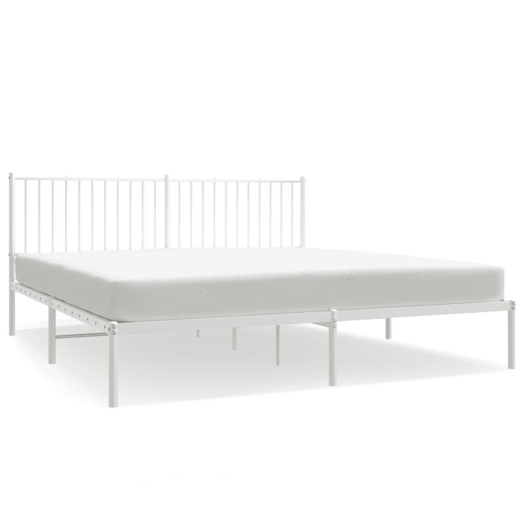 Bedframe met hoofdbord metaal wit 180x200 cm