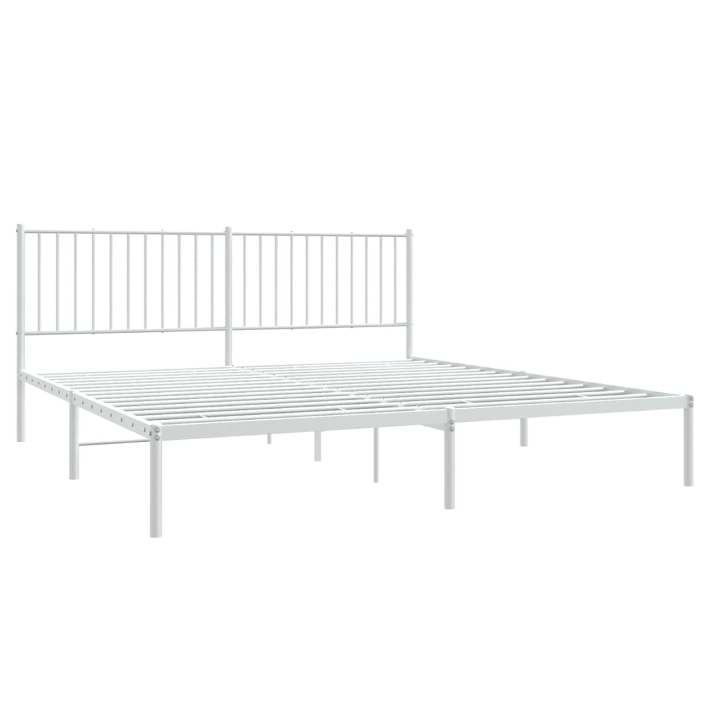 Bedframe met hoofdbord metaal wit 180x200 cm