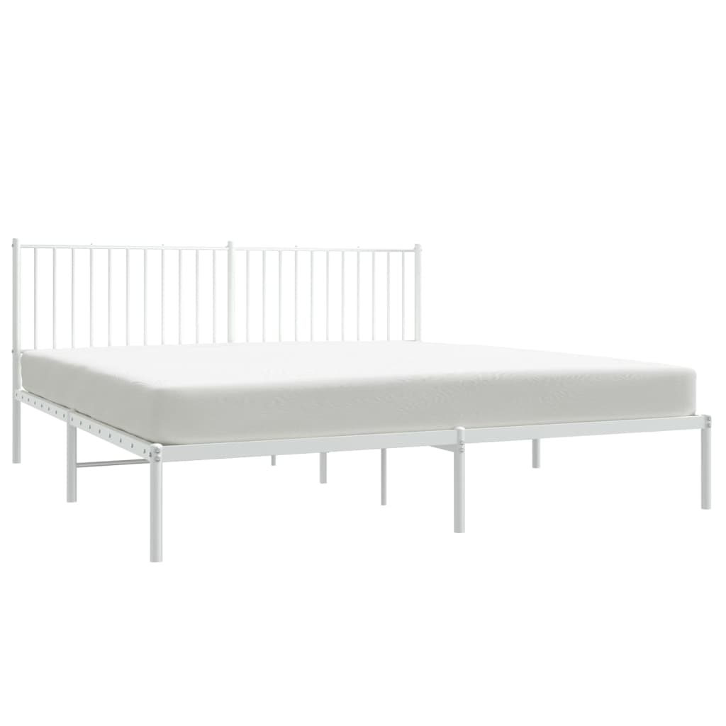 Bedframe met hoofdbord metaal wit 180x200 cm