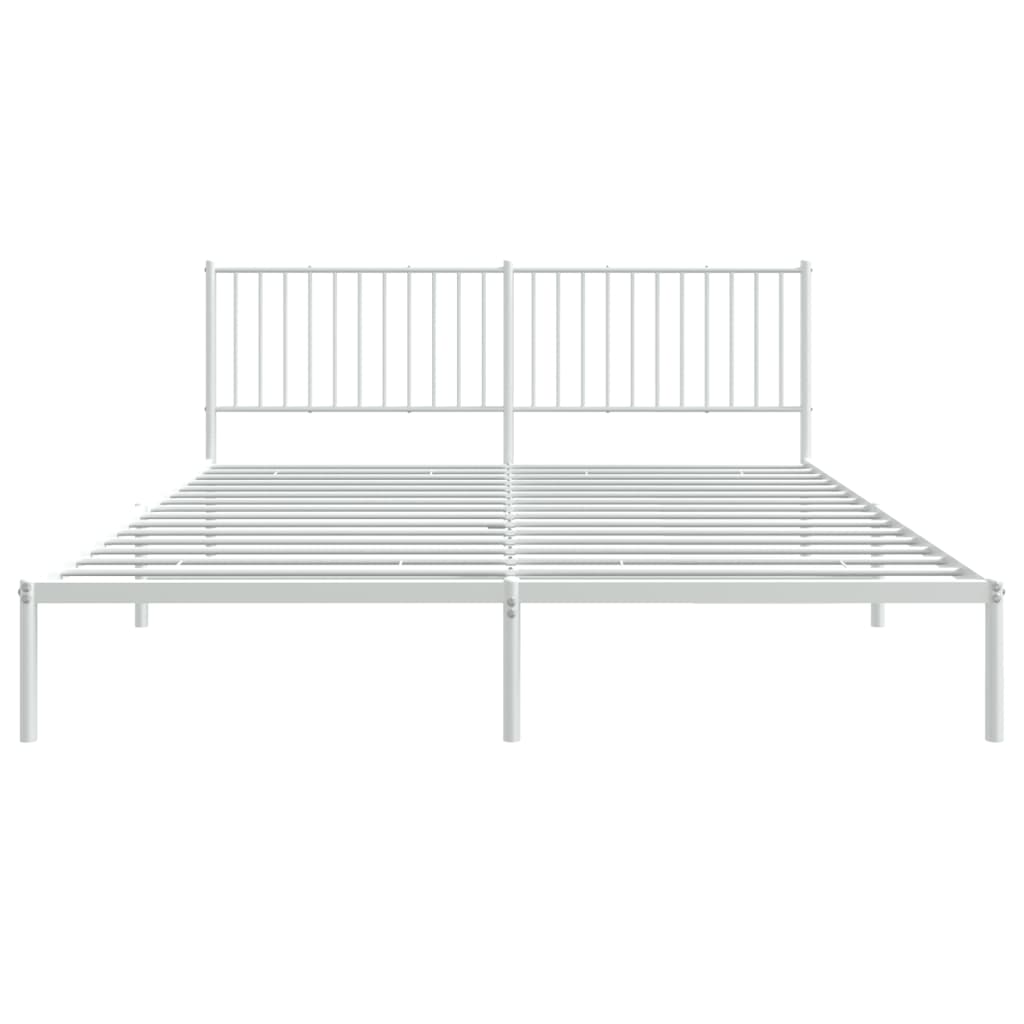 Bedframe met hoofdbord metaal wit 180x200 cm