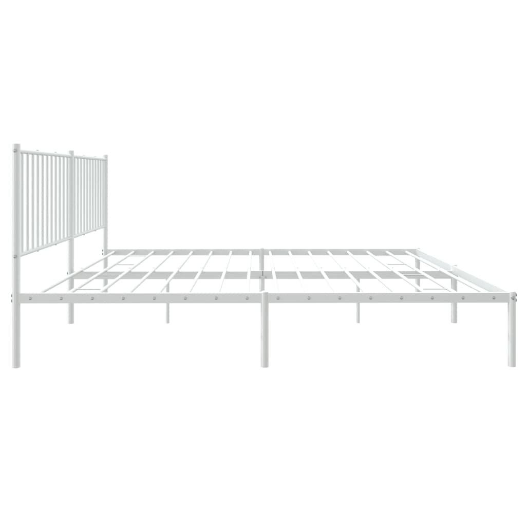 Bedframe met hoofdbord metaal wit 180x200 cm