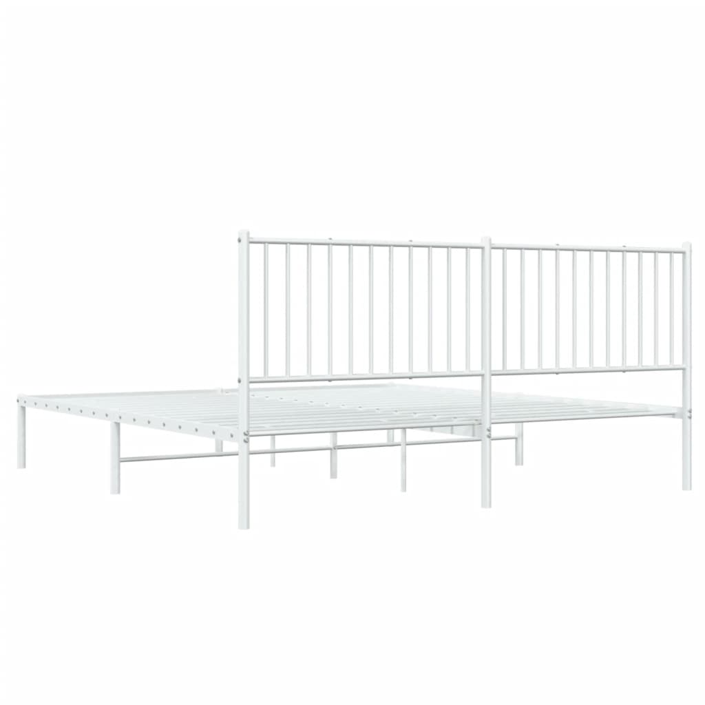 Bedframe met hoofdbord metaal wit 180x200 cm