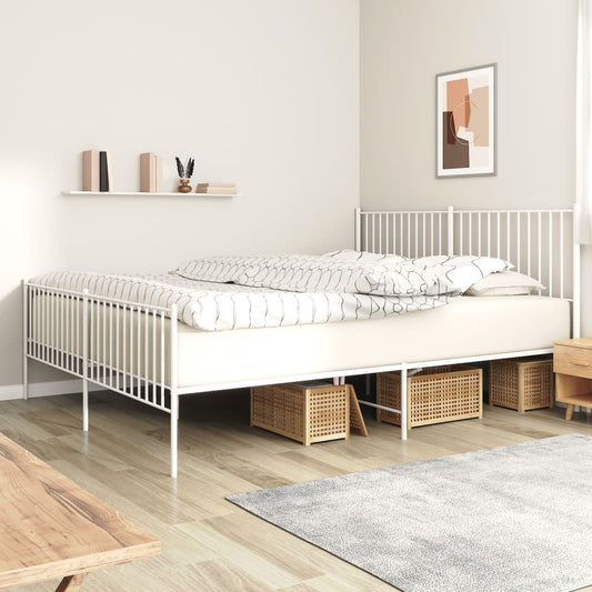 Bedframe met hoofd- en voeteneinde metaal wit 180x200 cm