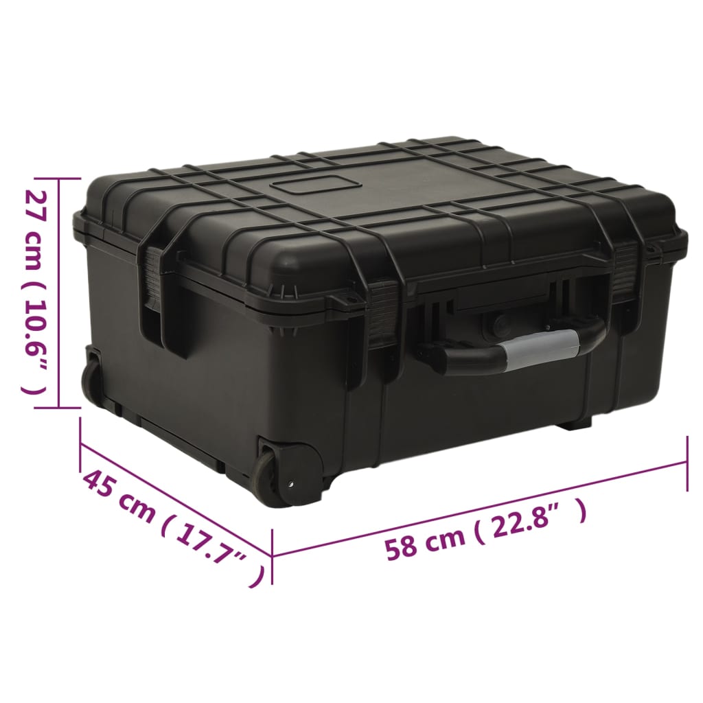 Flightcase op wieltjes 58x45x27 cm PP zwart