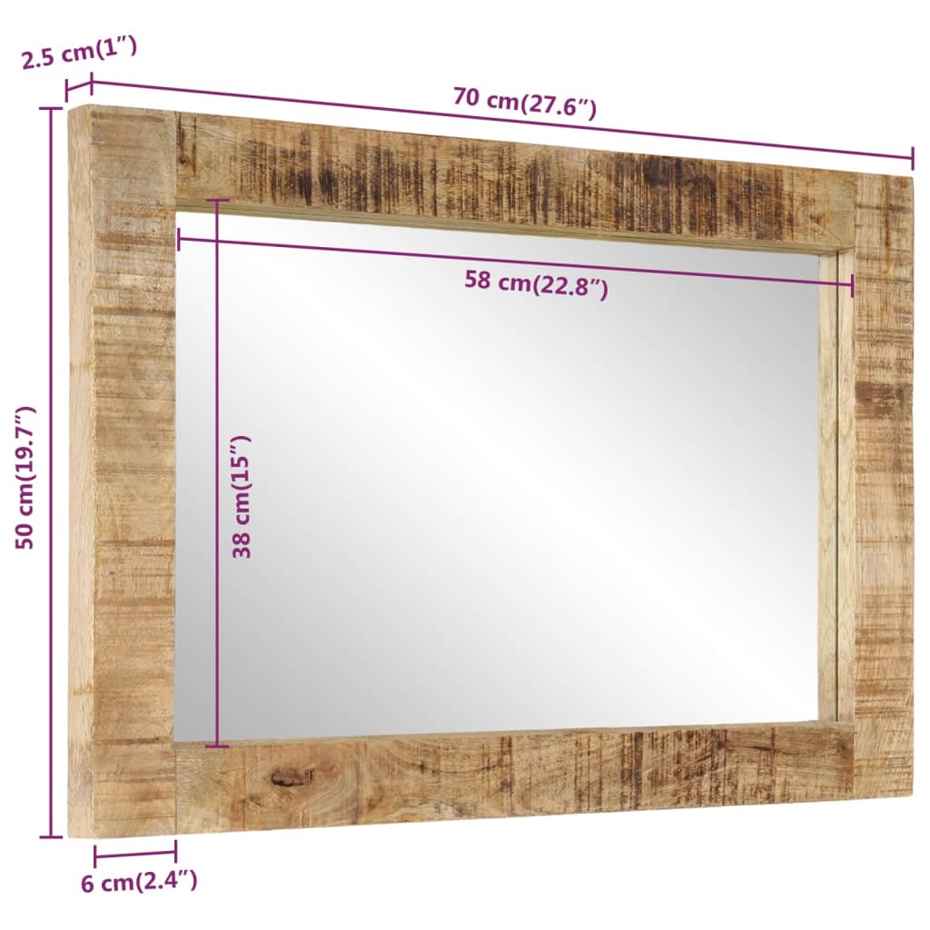 Spiegel 70x50 cm massief mangohout en glas Spiegels | Creëer jouw Trendy Thuis | Gratis bezorgd & Retour | Trendy.nl