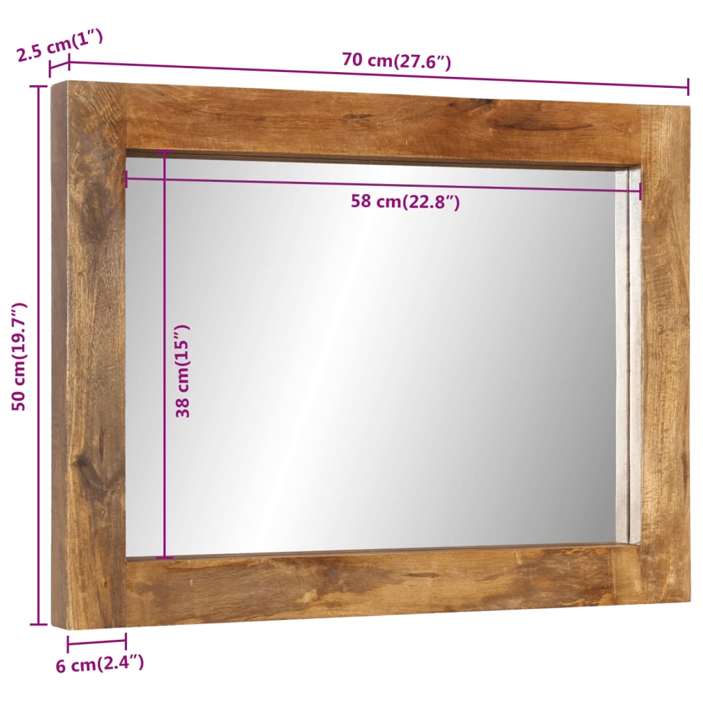 Spiegel 70x50 cm massief mangohout en glas Spiegels | Creëer jouw Trendy Thuis | Gratis bezorgd & Retour | Trendy.nl