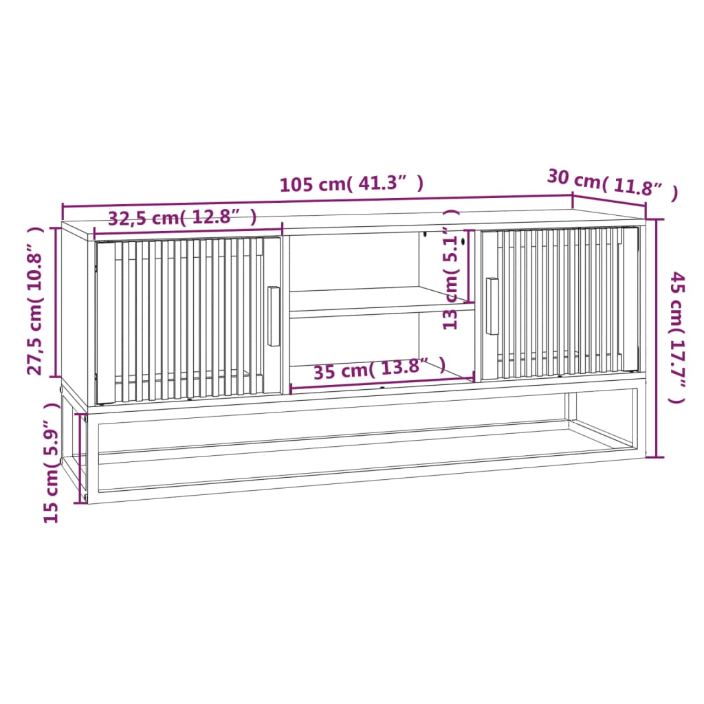 Tv-meubel 105x30x45 cm bewerkt hout wit Tv-meubels | Creëer jouw Trendy Thuis | Gratis bezorgd & Retour | Trendy.nl