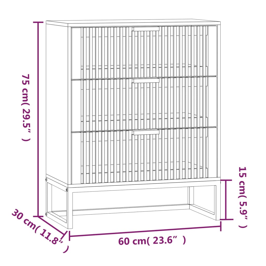 Dressoir 60x30x75 cm bewerkt hout zwart