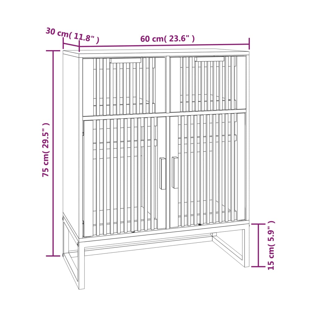 Dressoir 60x30x75 cm bewerkt hout wit