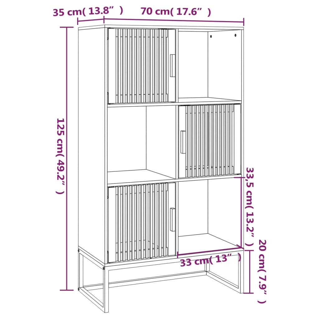 Hoge kast 70x35x125 cm bewerkt hout wit