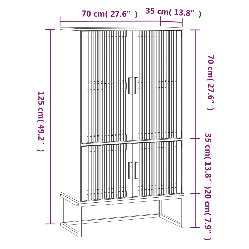 Hoge kast 70x35x125 cm bewerkt hout Opbergkasten & lockerkasten | Creëer jouw Trendy Thuis | Gratis bezorgd & Retour | Trendy.nl