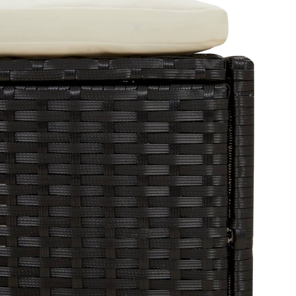 Spa-bankjes met kussens 2 st poly rattan zwart