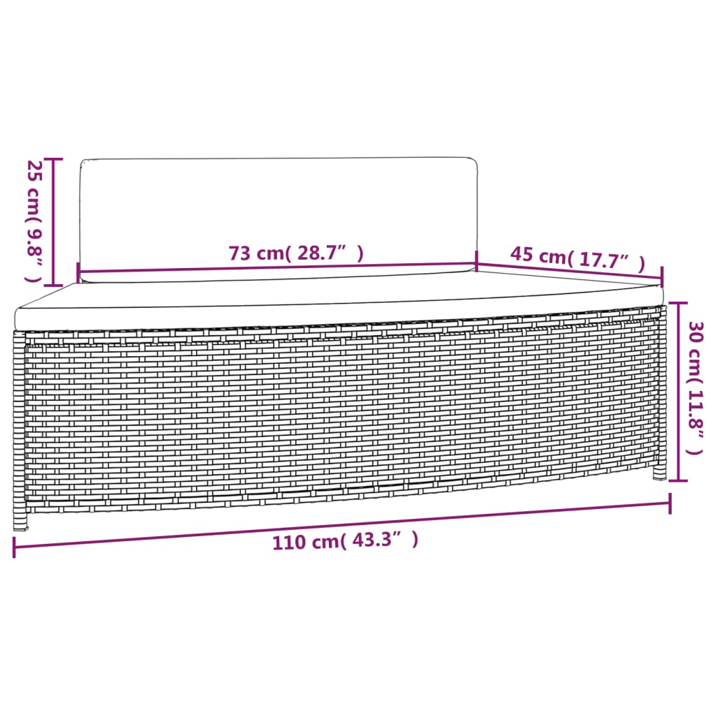 Spa-bankjes met kussens 2 st poly rattan zwart