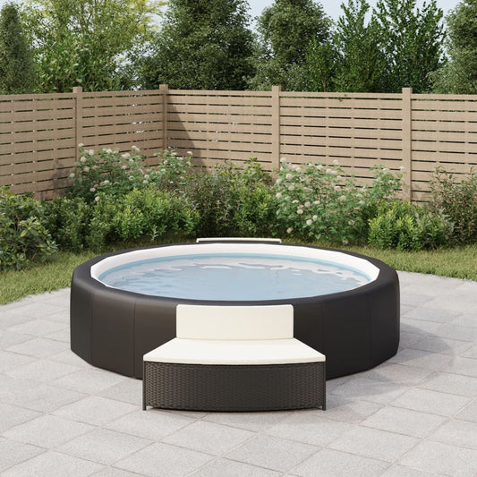 Spa-bankjes met kussens 2 st poly rattan zwart