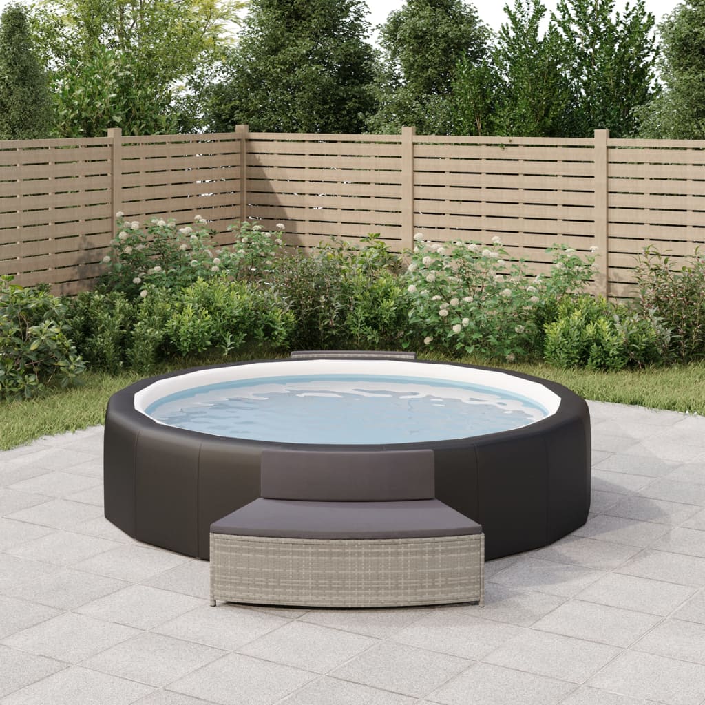 Spa-bankjes met kussens 2 st poly rattan grijs