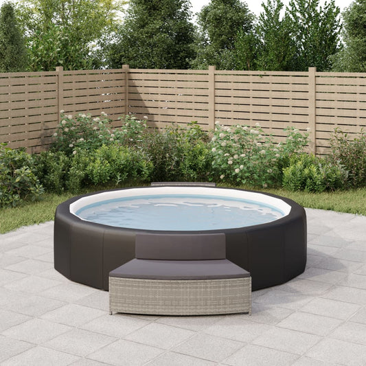 Spa-bankjes met kussens 2 st poly rattan grijs