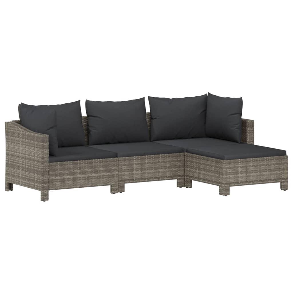 4-delige Loungeset met kussens poly rattan grijs Tuinsets | Creëer jouw Trendy Thuis | Gratis bezorgd & Retour | Trendy.nl