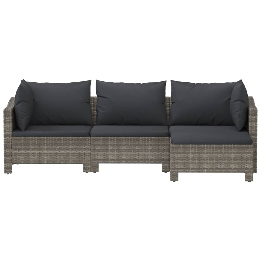 4-delige Loungeset met kussens poly rattan grijs Tuinsets | Creëer jouw Trendy Thuis | Gratis bezorgd & Retour | Trendy.nl