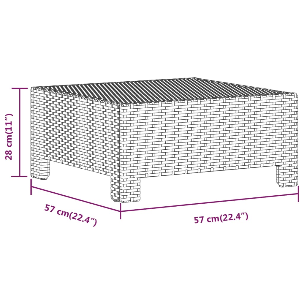 Voetensteun met kussen poly rattan grijs