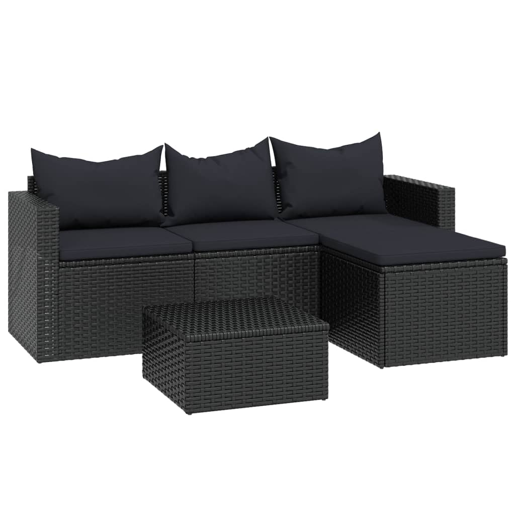 Loungeset poly rattan zwart Tuinsets | Creëer jouw Trendy Thuis | Gratis bezorgd & Retour | Trendy.nl