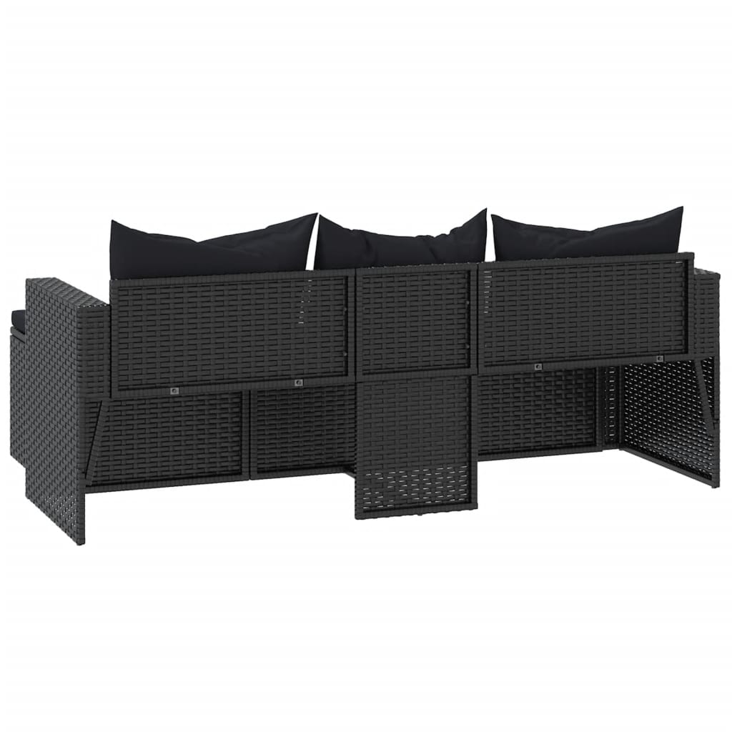 Loungeset poly rattan zwart Tuinsets | Creëer jouw Trendy Thuis | Gratis bezorgd & Retour | Trendy.nl