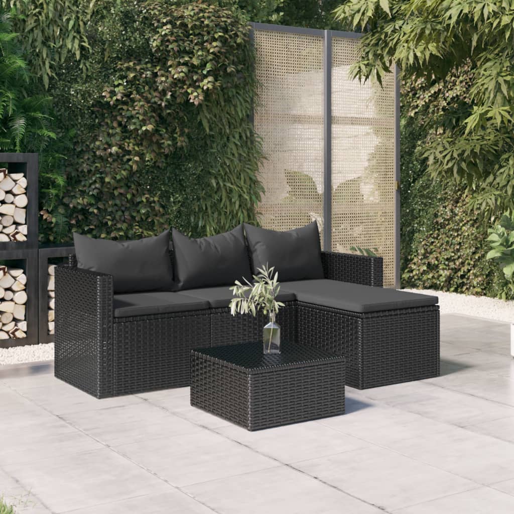 Loungeset poly rattan zwart Tuinsets | Creëer jouw Trendy Thuis | Gratis bezorgd & Retour | Trendy.nl