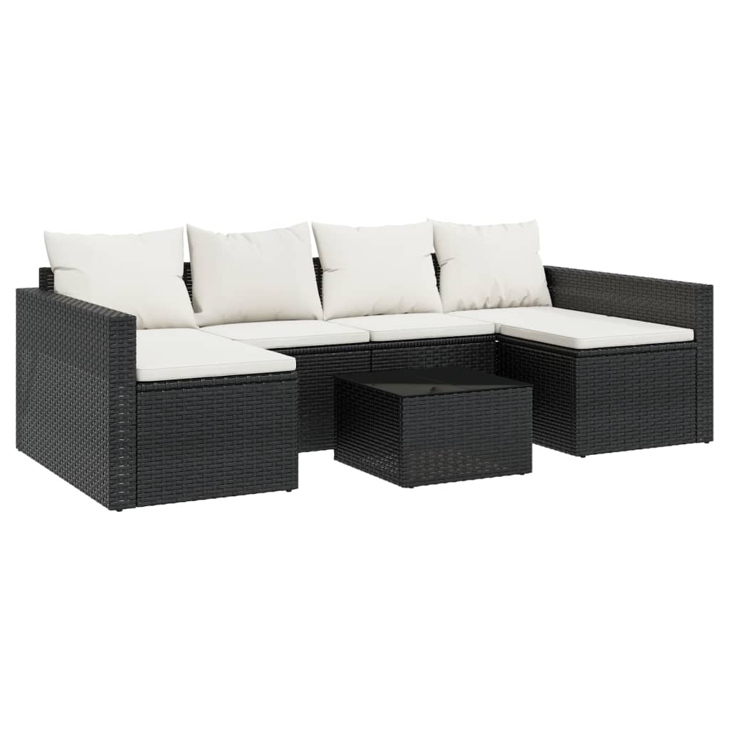 2-delige Loungeset met kussens poly rattan zwart Tuinsets | Creëer jouw Trendy Thuis | Gratis bezorgd & Retour | Trendy.nl