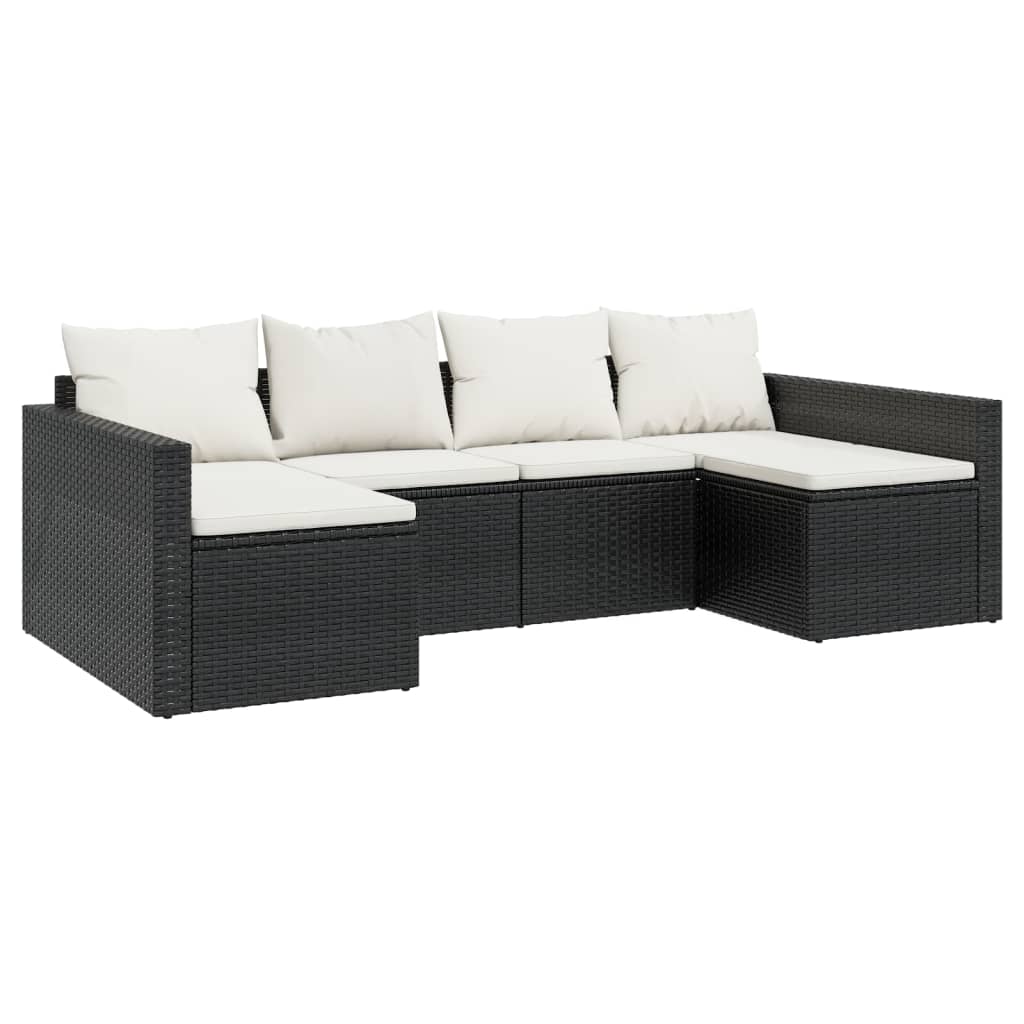 2-delige Loungeset met kussens poly rattan zwart Tuinsets | Creëer jouw Trendy Thuis | Gratis bezorgd & Retour | Trendy.nl