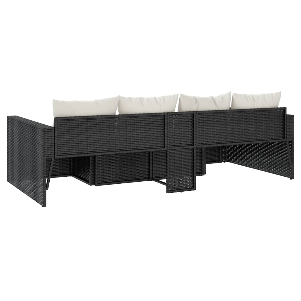 2-delige Loungeset met kussens poly rattan zwart Tuinsets | Creëer jouw Trendy Thuis | Gratis bezorgd & Retour | Trendy.nl