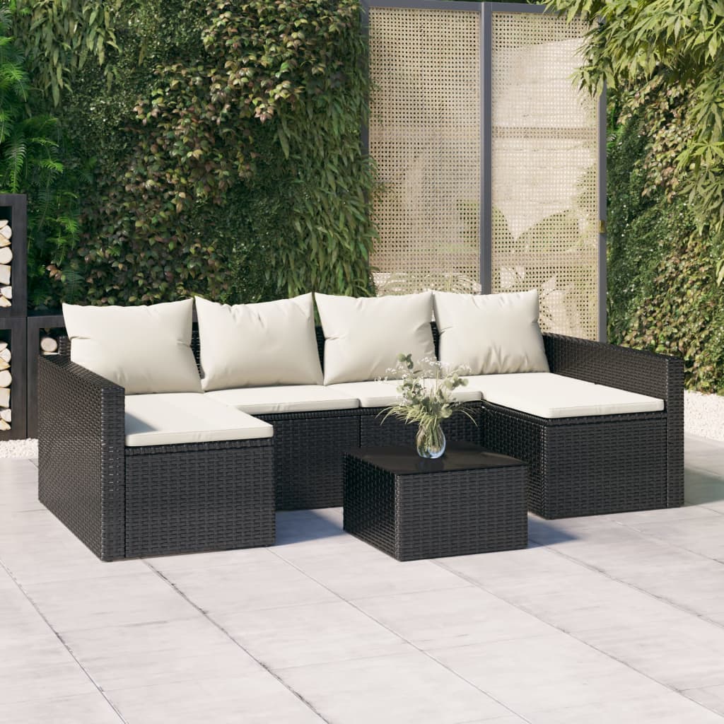 2-delige Loungeset met kussens poly rattan zwart Tuinsets | Creëer jouw Trendy Thuis | Gratis bezorgd & Retour | Trendy.nl