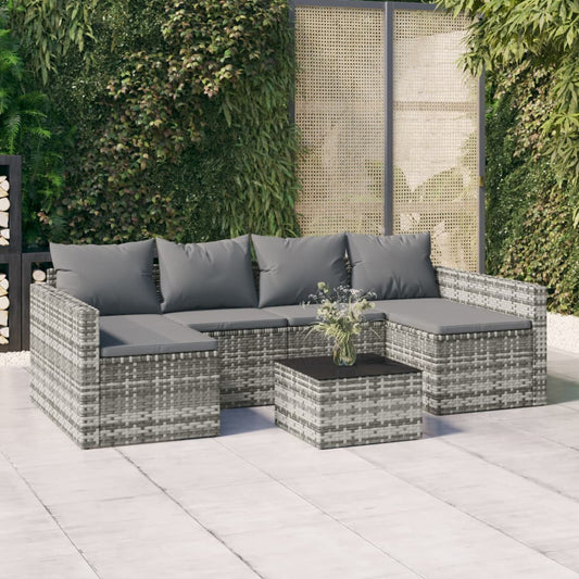 2-delige Loungeset met kussens poly rattan grijs Tuinsets | Creëer jouw Trendy Thuis | Gratis bezorgd & Retour | Trendy.nl