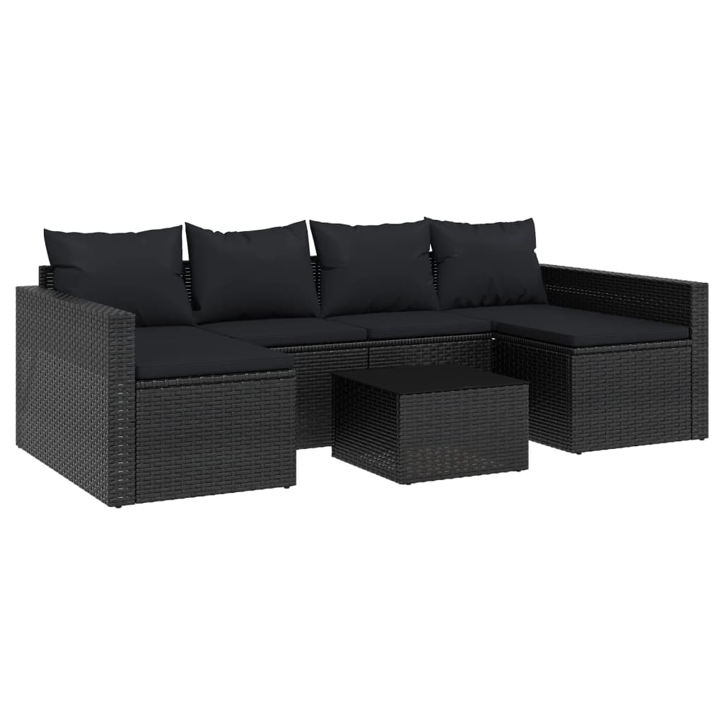 2-delige Loungeset met kussens poly rattan zwart Tuinsets | Creëer jouw Trendy Thuis | Gratis bezorgd & Retour | Trendy.nl