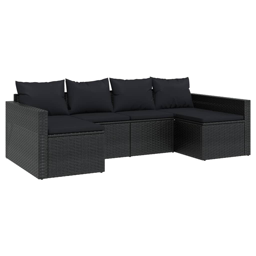 2-delige Loungeset met kussens poly rattan zwart Tuinsets | Creëer jouw Trendy Thuis | Gratis bezorgd & Retour | Trendy.nl