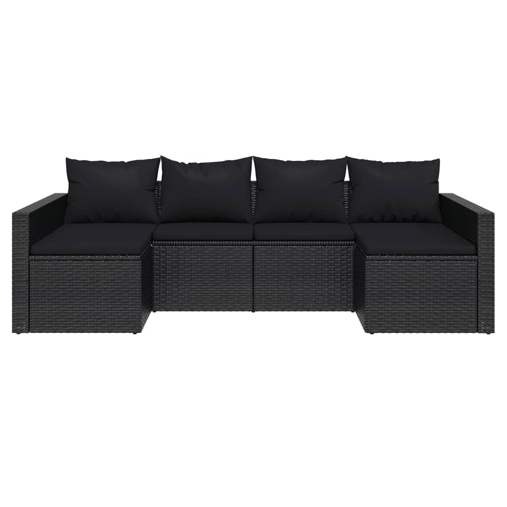 2-delige Loungeset met kussens poly rattan zwart Tuinsets | Creëer jouw Trendy Thuis | Gratis bezorgd & Retour | Trendy.nl