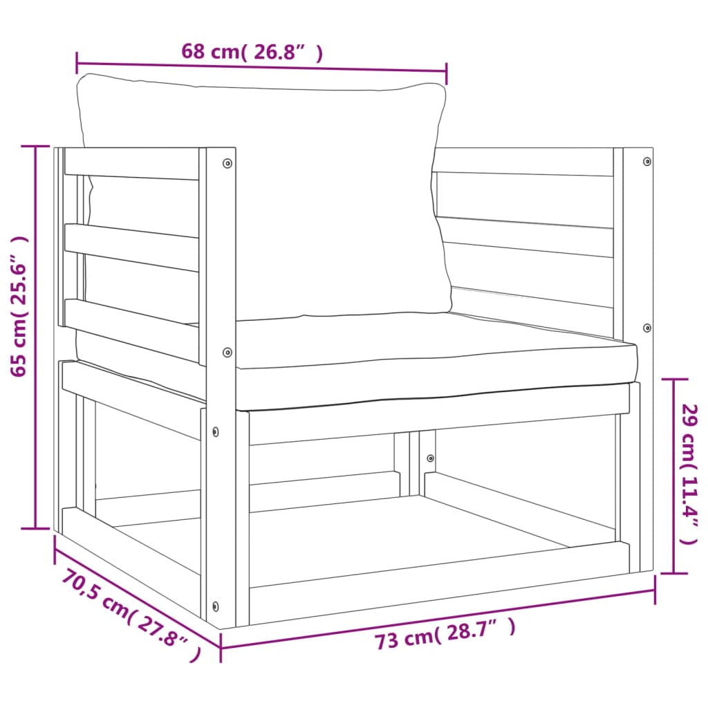 Tuinstoel met kussens massief acaciahout groen Modulaire tuinbanken | Creëer jouw Trendy Thuis | Gratis bezorgd & Retour | Trendy.nl