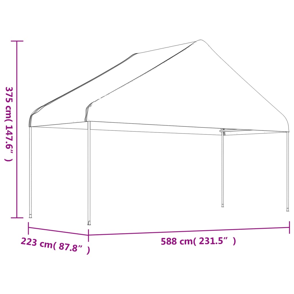 vidaXL Prieel met dak 5,88x2,23x3,75 m polyetheen wit Partytenten & prieëlen | Creëer jouw Trendy Thuis | Gratis bezorgd & Retour | Trendy.nl