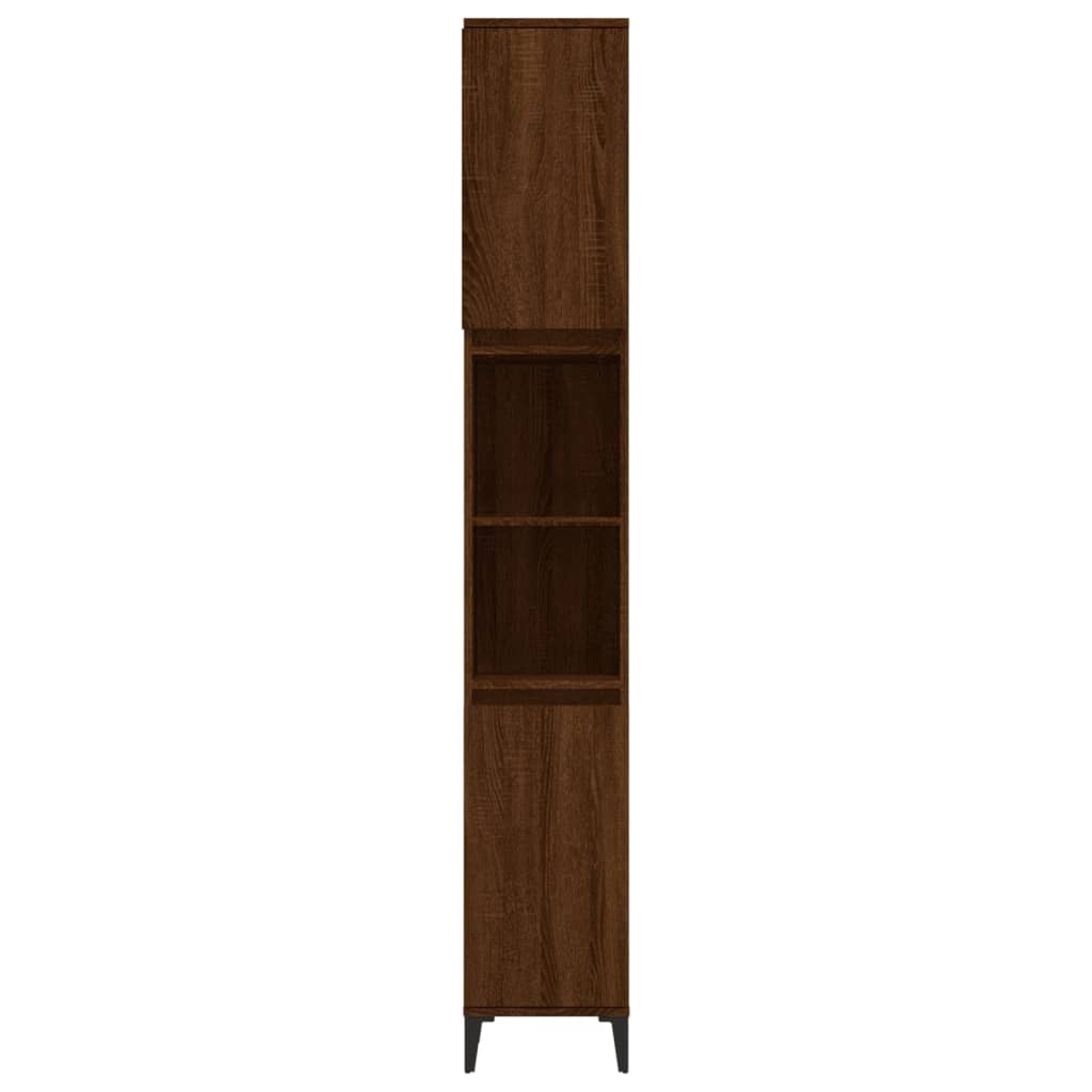 Badkamerkast 30x30x190 cm bewerkt hout bruin eikenkleur Badkamermeubelsets | Creëer jouw Trendy Thuis | Gratis bezorgd & Retour | Trendy.nl