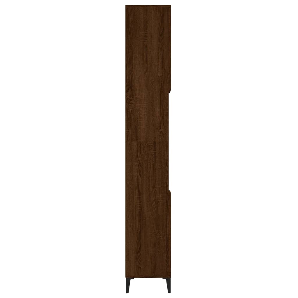 Badkamerkast 30x30x190 cm bewerkt hout bruin eikenkleur Badkamermeubelsets | Creëer jouw Trendy Thuis | Gratis bezorgd & Retour | Trendy.nl