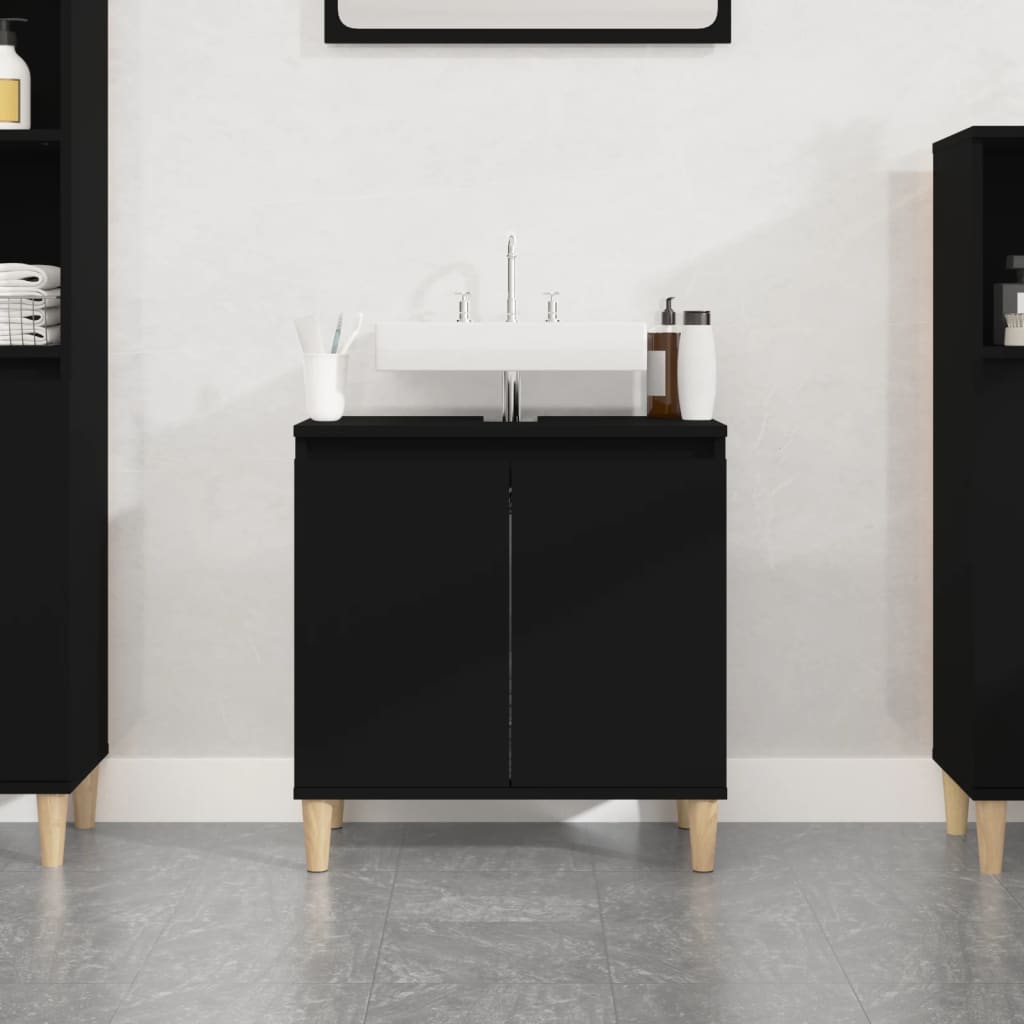 Wastafelkast 58x33x60 cm bewerkt hout zwart Badkamerkaptafels | Creëer jouw Trendy Thuis | Gratis bezorgd & Retour | Trendy.nl