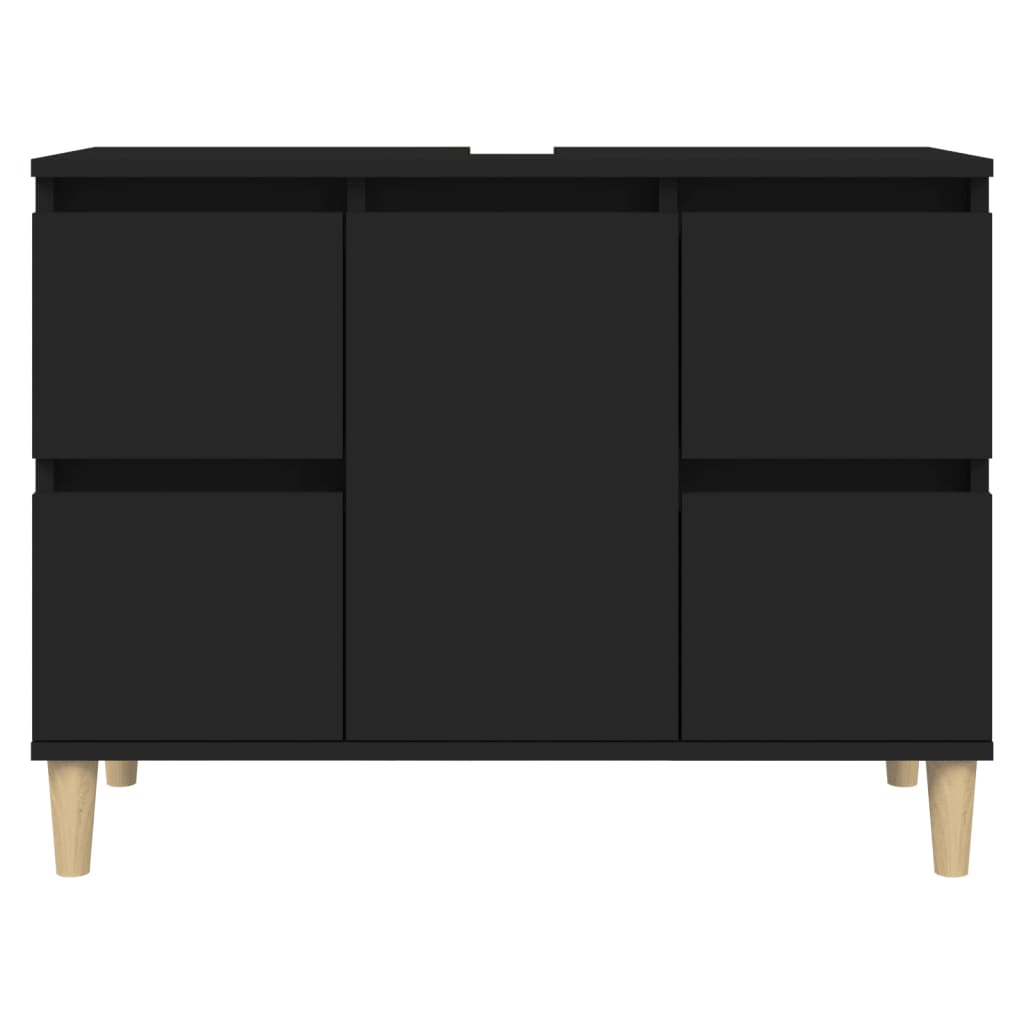 Wastafelkast 80x33x60 cm bewerkt hout zwart Badkamerkaptafels | Creëer jouw Trendy Thuis | Gratis bezorgd & Retour | Trendy.nl