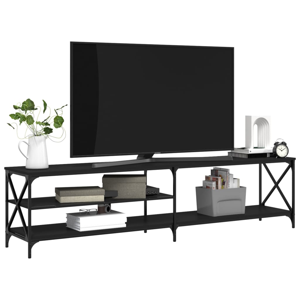 Tv-meubel 200x40x50 cm bewerkt hout metaal zwart Tv-meubels | Creëer jouw Trendy Thuis | Gratis bezorgd & Retour | Trendy.nl