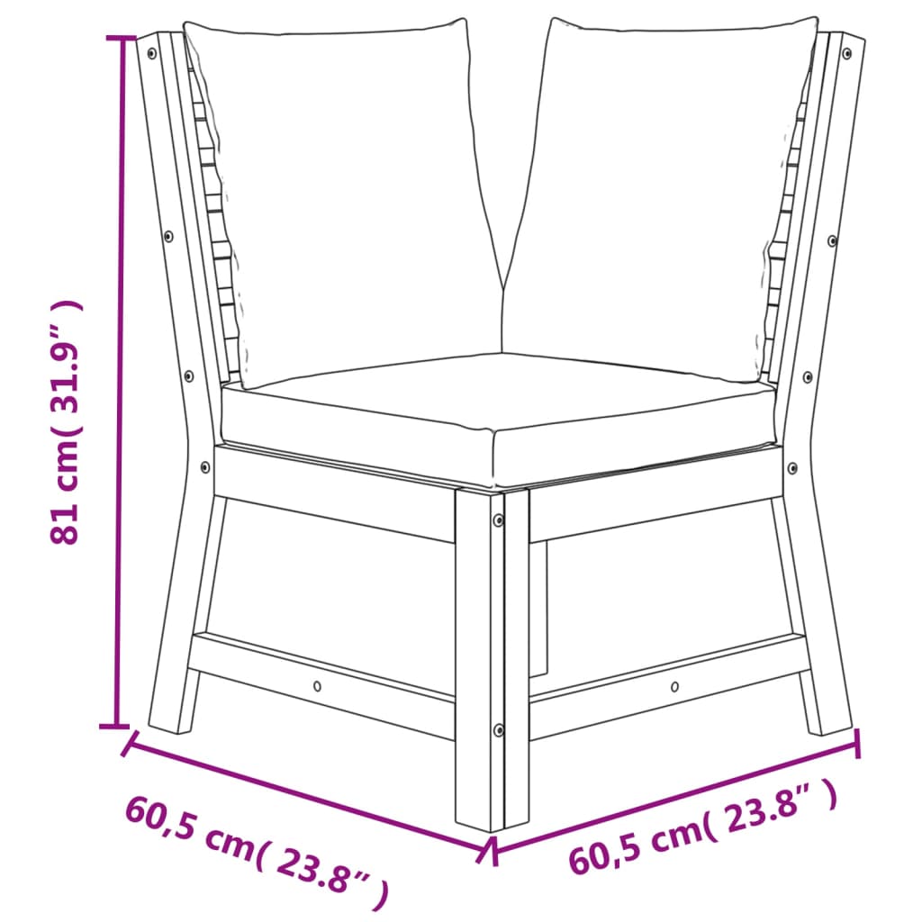 6-delige Tuinset met kussens massief acaciahout Tuinsets | Creëer jouw Trendy Thuis | Gratis bezorgd & Retour | Trendy.nl