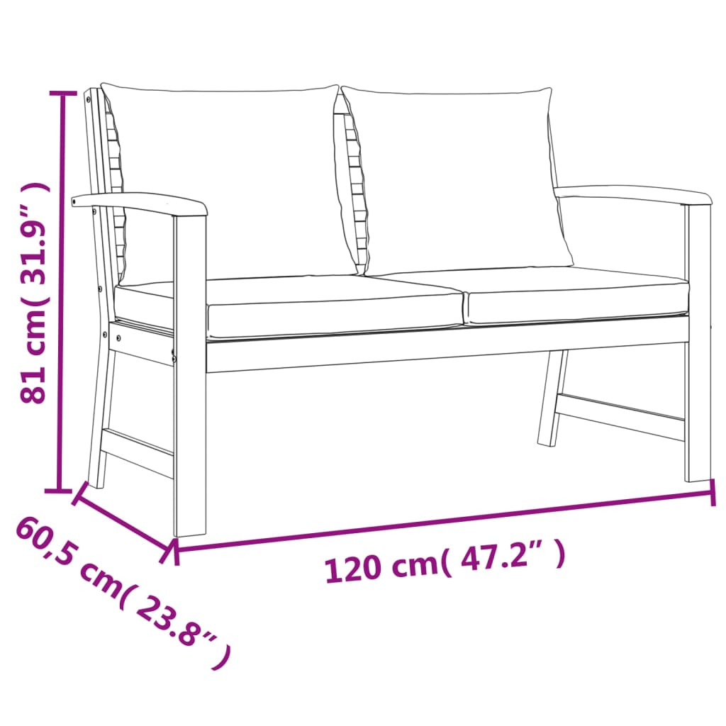 4-delige Tuinset met kussens massief acaciahout Tuinsets | Creëer jouw Trendy Thuis | Gratis bezorgd & Retour | Trendy.nl