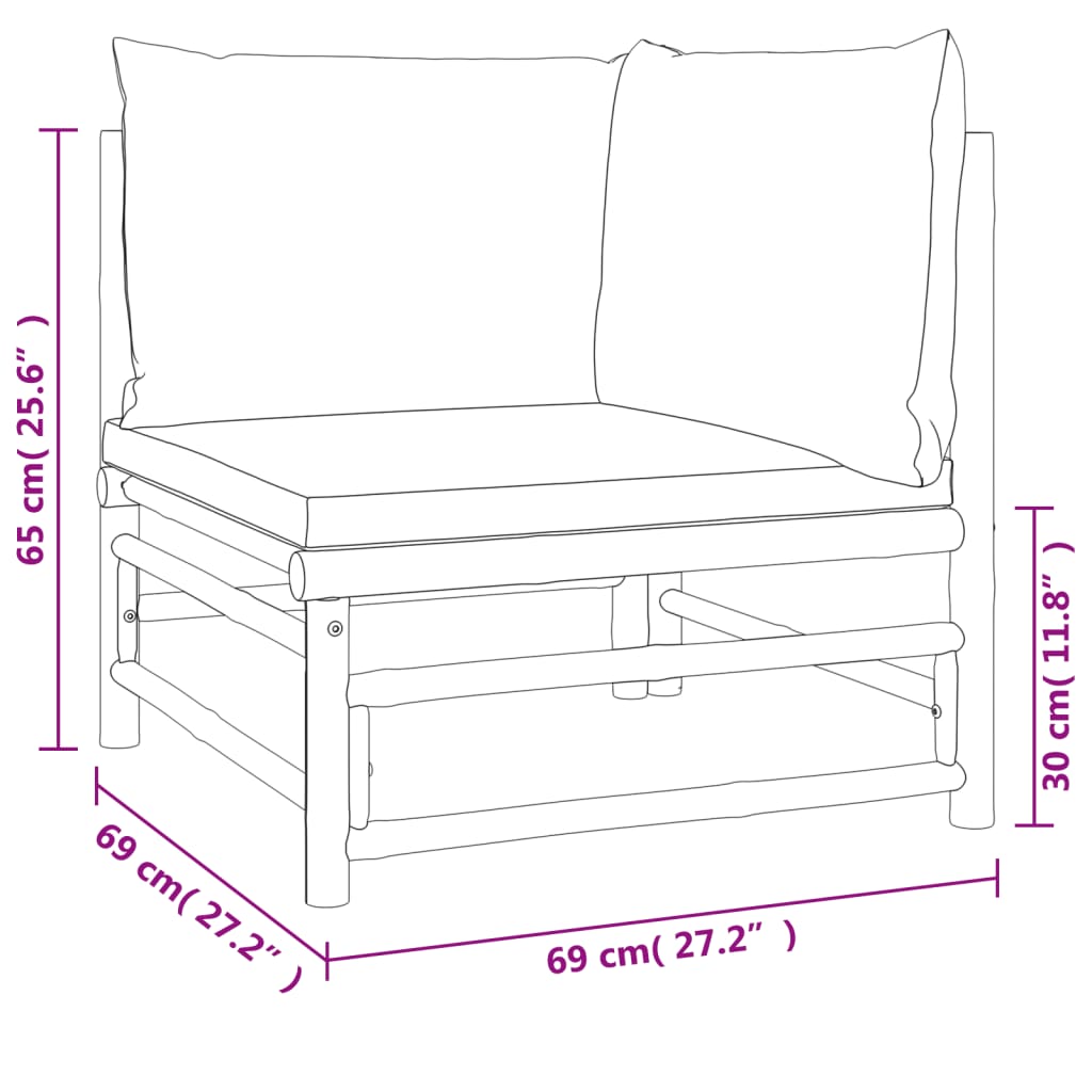 4-delige Loungeset met kussens bamboe lichtgrijs Tuinsets | Creëer jouw Trendy Thuis | Gratis bezorgd & Retour | Trendy.nl