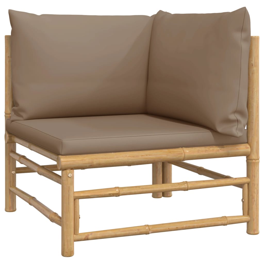 9-delige Loungeset met kussens bamboe taupe Tuinsets | Creëer jouw Trendy Thuis | Gratis bezorgd & Retour | Trendy.nl