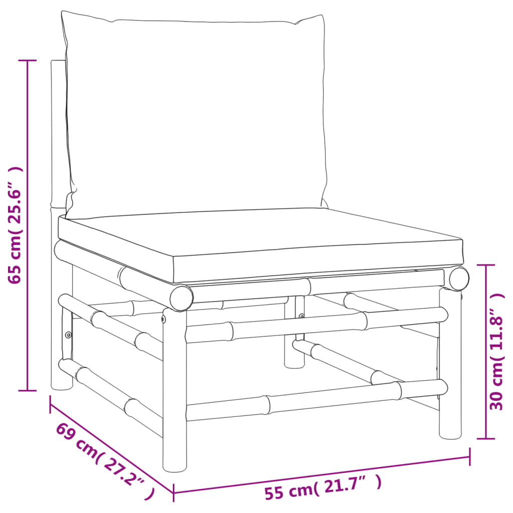 9-delige Loungeset met kussens bamboe taupe Tuinsets | Creëer jouw Trendy Thuis | Gratis bezorgd & Retour | Trendy.nl