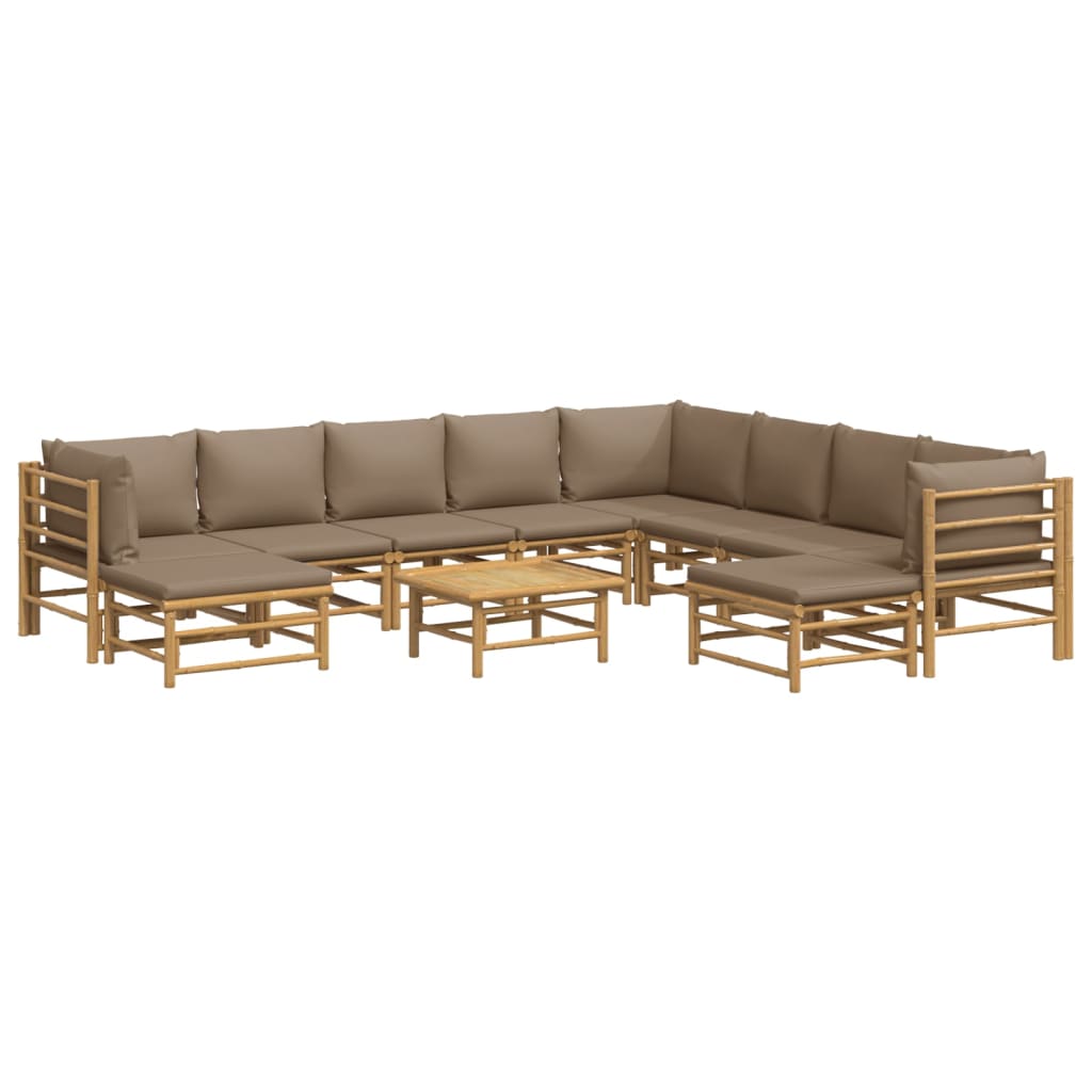 11-delige Loungeset met kussens bamboe taupe Tuinsets | Creëer jouw Trendy Thuis | Gratis bezorgd & Retour | Trendy.nl