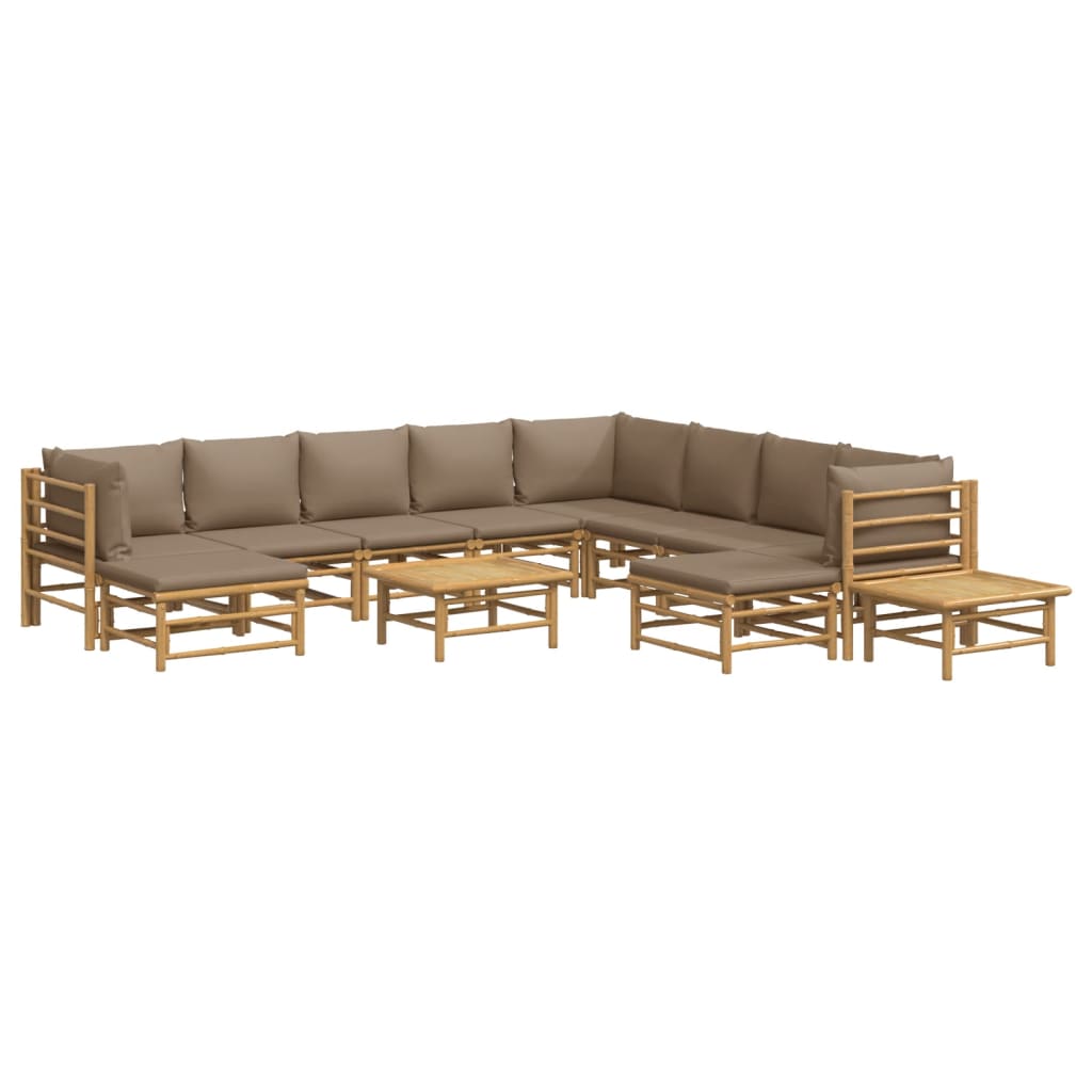 12-delige Loungeset met kussens bamboe taupe Tuinsets | Creëer jouw Trendy Thuis | Gratis bezorgd & Retour | Trendy.nl