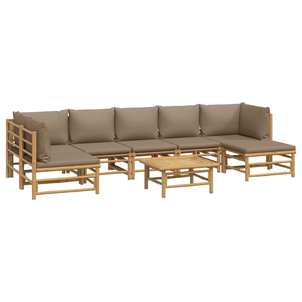 8-delige Loungeset met kussens bamboe taupe Tuinsets | Creëer jouw Trendy Thuis | Gratis bezorgd & Retour | Trendy.nl